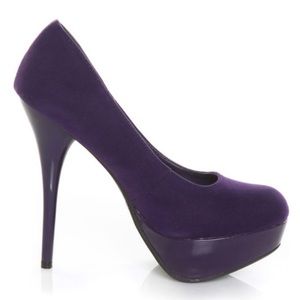 Bamboo Colada 32 Purple Velvet Gaga Platform Pumps